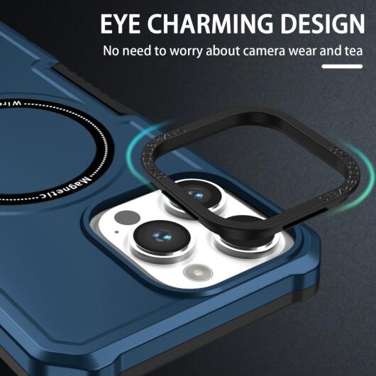 Apple iPhone 15 Pro Max Hoesje met MagSafe Shockproof Back Cover Blauw afbeelding 5