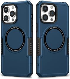 Apple iPhone 15 Pro Max Hoesje met MagSafe Shockproof Back Cover Blauw