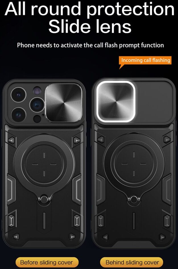 Apple iPhone 15 Pro Max Hoesje Camera Slider en Kickstand Ring Blauw afbeelding 3