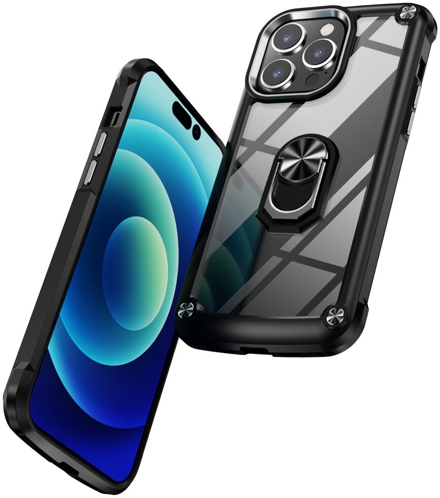 Apple iPhone 15 Pro Hoesje met Magnetische Kickstand Ring Zwart afbeelding 8