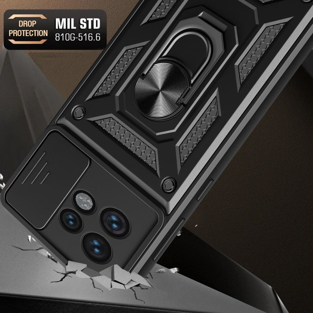 Motorola Edge 40 Pro Hoesje met Camera Slider en Kickstand Ring Zwart afbeelding 3