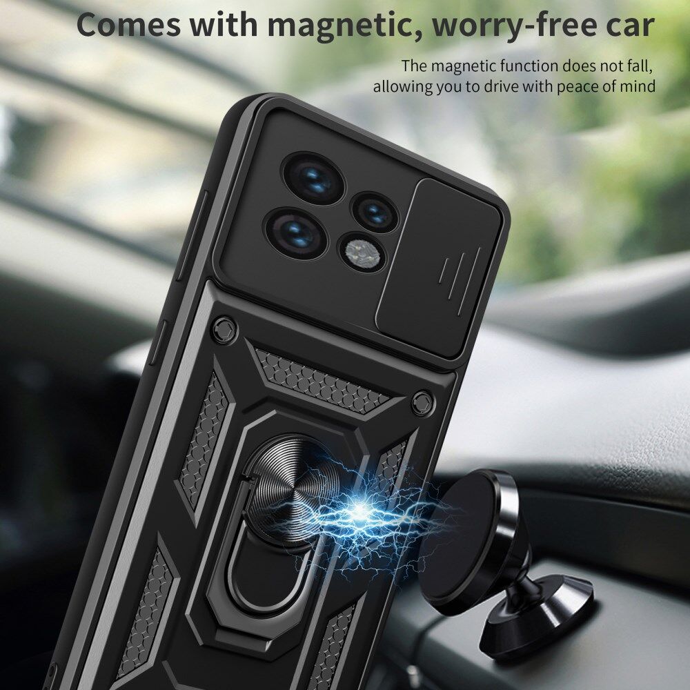Motorola Edge 40 Pro Hoesje met Camera Slider en Kickstand Ring Zwart afbeelding 4