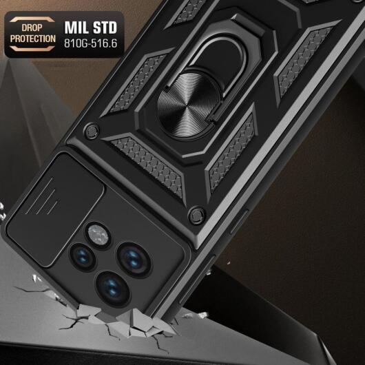 Motorola Edge 40 Pro Hoesje met Camera Slider en Kickstand Ring Zwart afbeelding 3