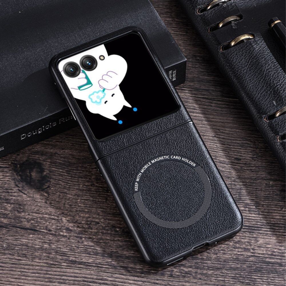 Motorola Razr 40 Hoesje MagSafe Kunstleer Back Cover Zwart afbeelding 4