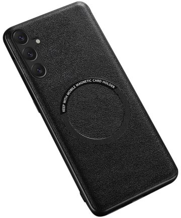 Samsung Galaxy S23 FE Hoesje met MagSafe Kunstleer Afwerking Zwart Hoesjes