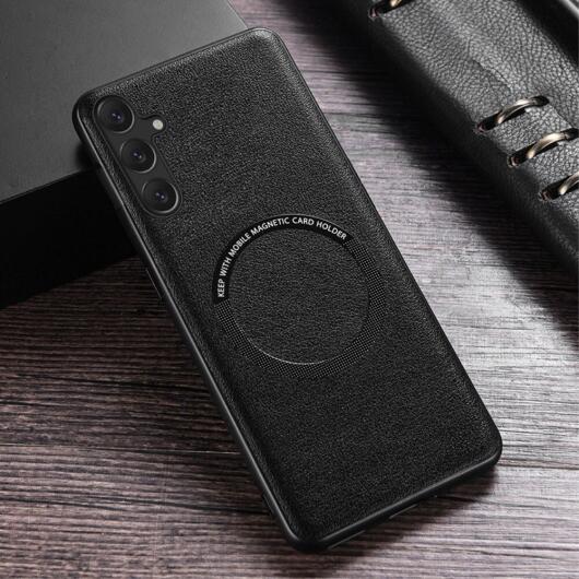 Samsung Galaxy S23 FE Hoesje met MagSafe Kunstleer Afwerking Zwart afbeelding 2