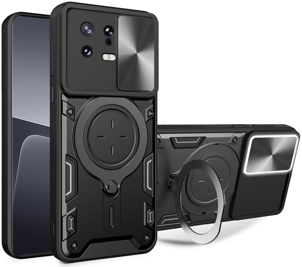 Xiaomi 13 Hoesje met Camera Slider en Kickstand Back Cover Zwart afbeelding 1