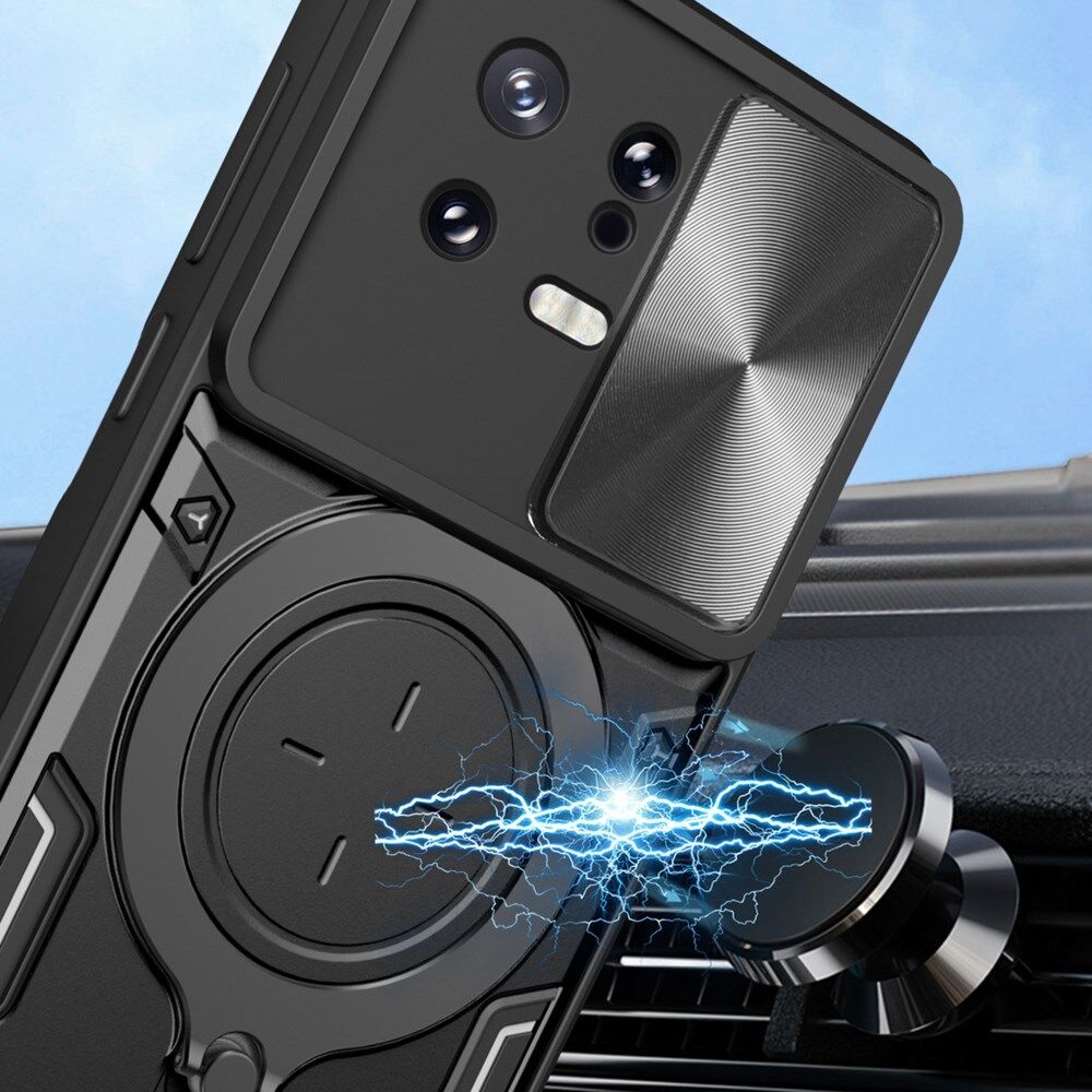 Xiaomi 13 Hoesje met Camera Slider en Kickstand Back Cover Zwart afbeelding 2