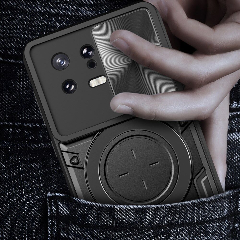 Xiaomi 13 Hoesje met Camera Slider en Kickstand Back Cover Zwart afbeelding 9
