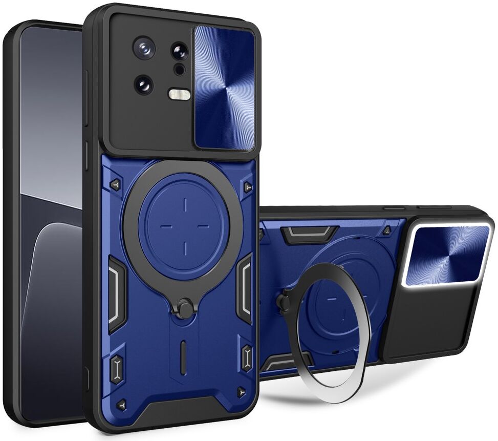 Xiaomi 13 Hoesje met Camera Slider en Kickstand Back Cover Blauw afbeelding 1