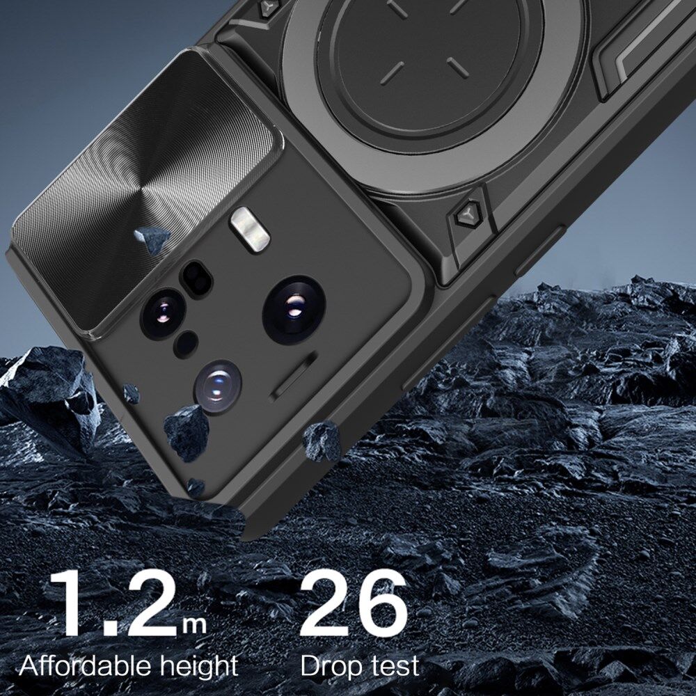 Xiaomi 13 Pro Hoesje met Camera Slider en Kickstand Back Cover Zwart afbeelding 10