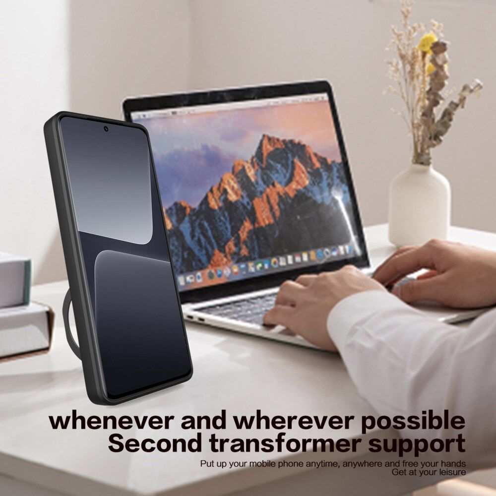 Xiaomi 13 Pro Hoesje met Camera Slider en Kickstand Back Cover Zwart afbeelding 7