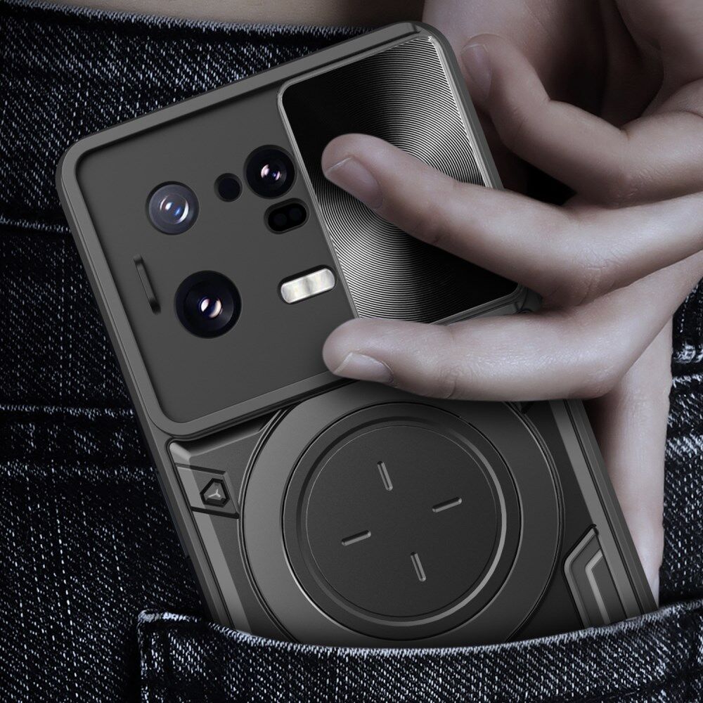 Xiaomi 13 Pro Hoesje met Camera Slider en Kickstand Back Cover Zwart afbeelding 9