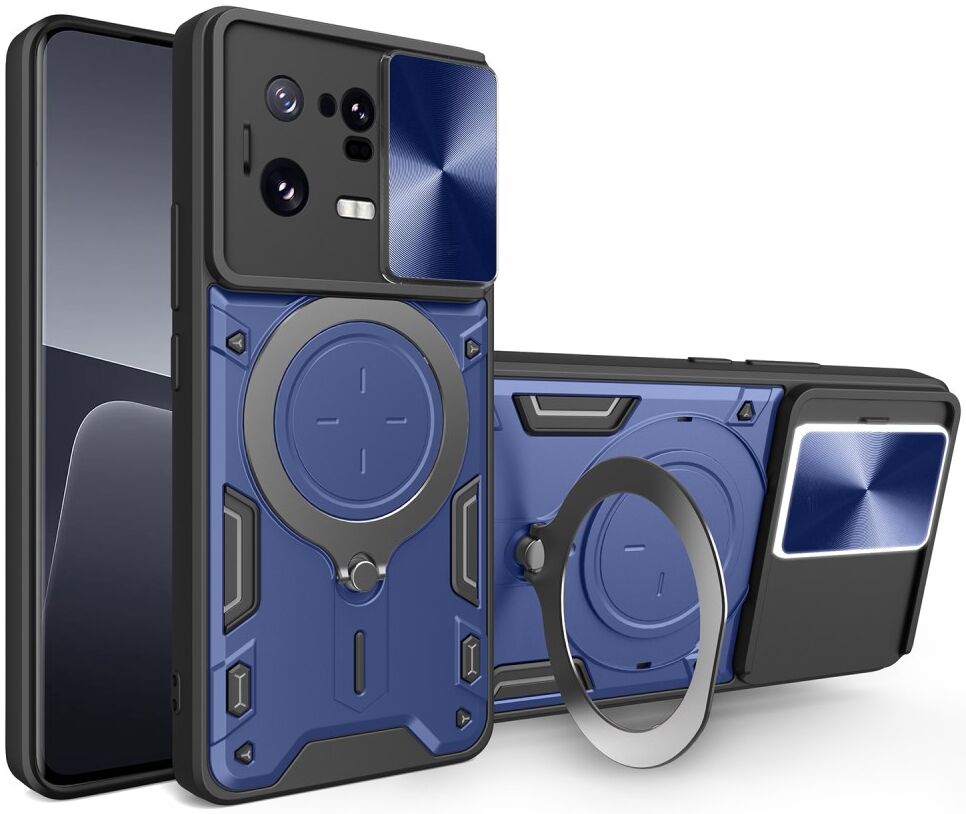 Xiaomi 13 Pro Hoesje met Camera Slider en Kickstand Back Cover Blauw afbeelding 1