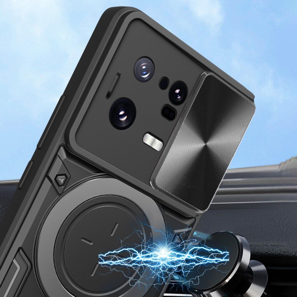 Xiaomi 13 Pro Hoesje met Camera Slider en Kickstand Back Cover Blauw afbeelding 2