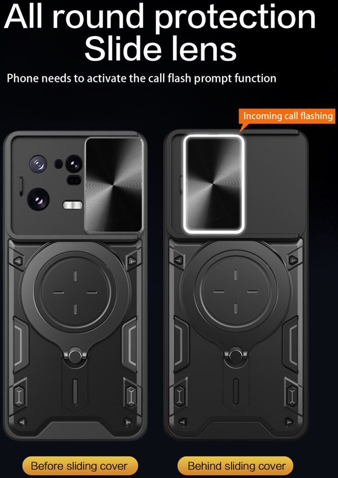Xiaomi 13 Pro Hoesje met Camera Slider en Kickstand Back Cover Blauw afbeelding 4