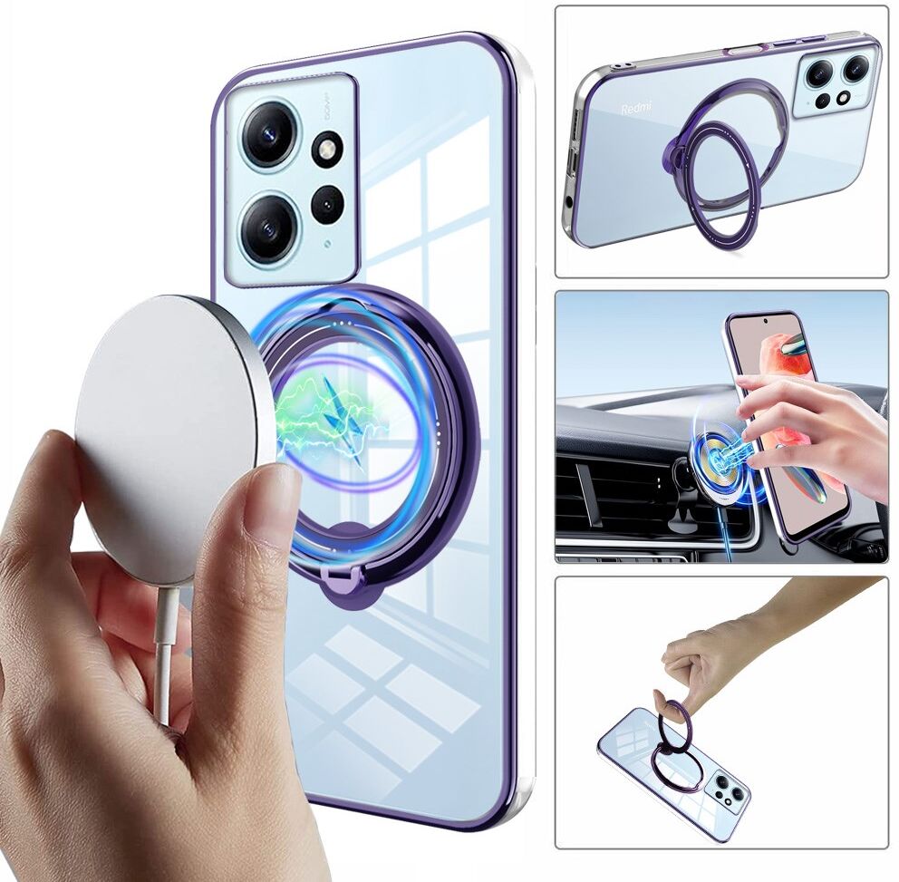 Xiaomi Redmi Note 12 Hoesje met MagSafe Kickstand Ring Transparant afbeelding 2