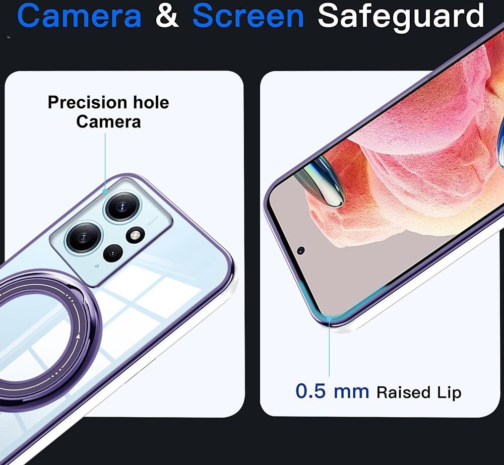 Xiaomi Redmi Note 12 Hoesje met MagSafe Kickstand Ring Transparant afbeelding 6