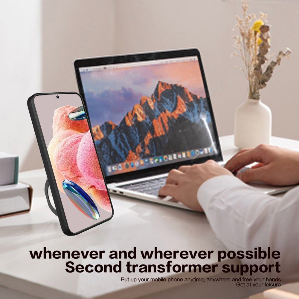 Xiaomi Redmi Note 12 Hoesje met Camera Slider en Kickstand Zwart afbeelding 7