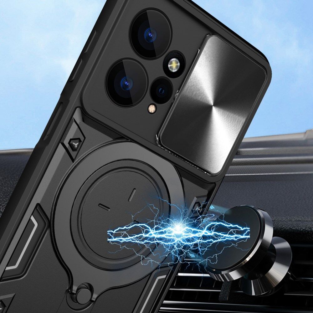 Xiaomi Redmi Note 12 Hoesje met Camera Slider en Kickstand Zwart afbeelding 8