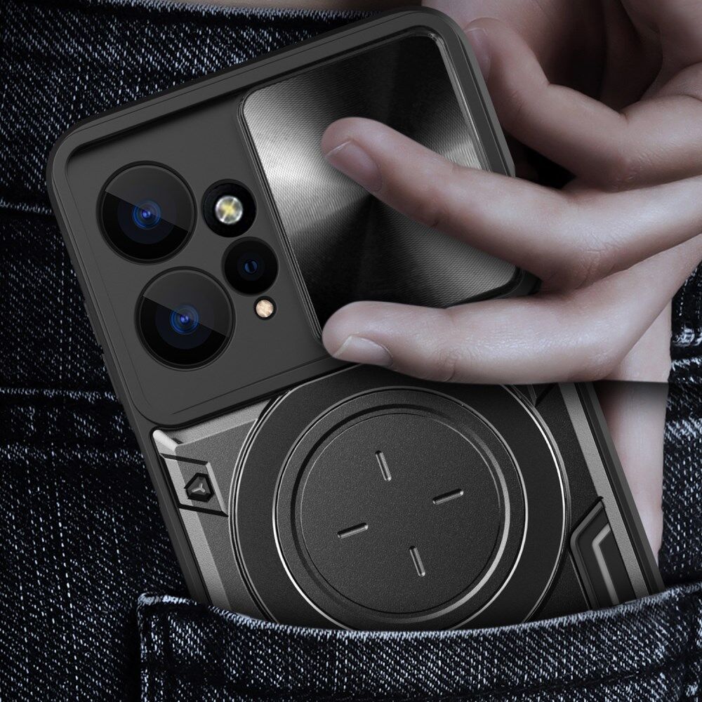 Xiaomi Redmi Note 12 Hoesje met Camera Slider en Kickstand Zwart afbeelding 9