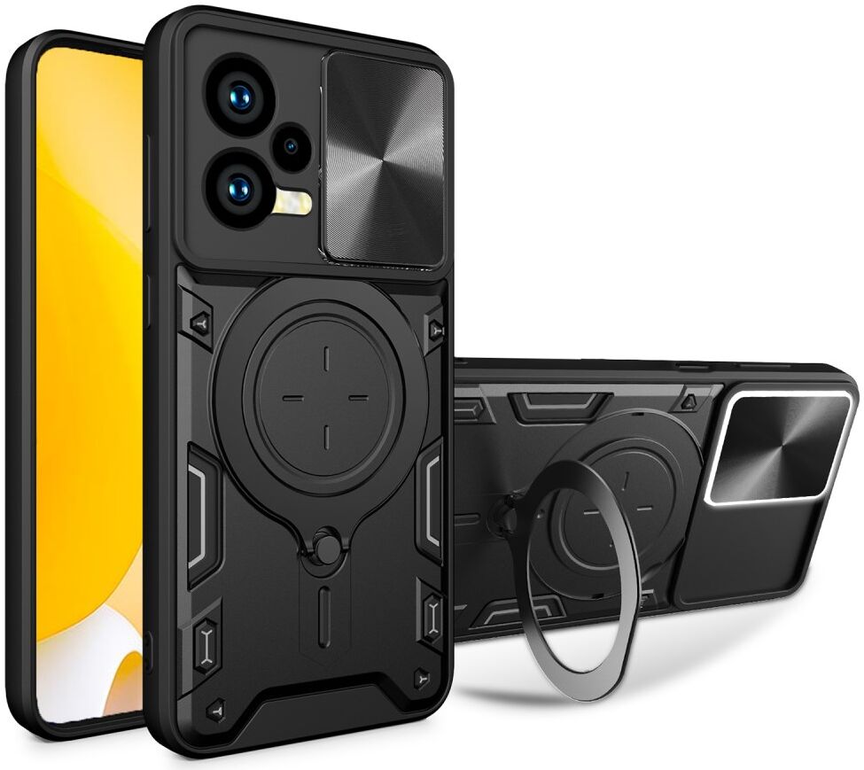 Xiaomi Redmi Note 12 5G/Poco X5 Camera Slider en Kickstand Ring Zwart afbeelding 1