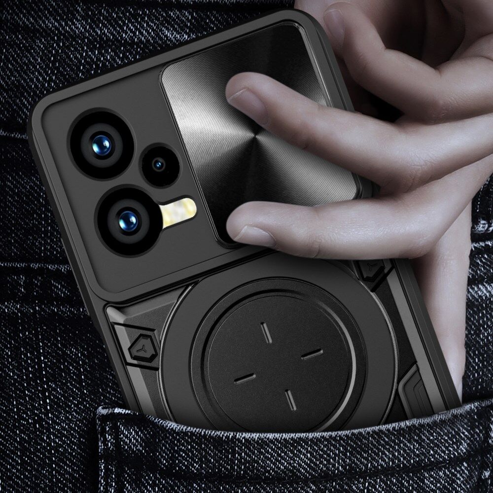 Xiaomi Redmi Note 12 5G/Poco X5 Camera Slider en Kickstand Ring Zwart afbeelding 9