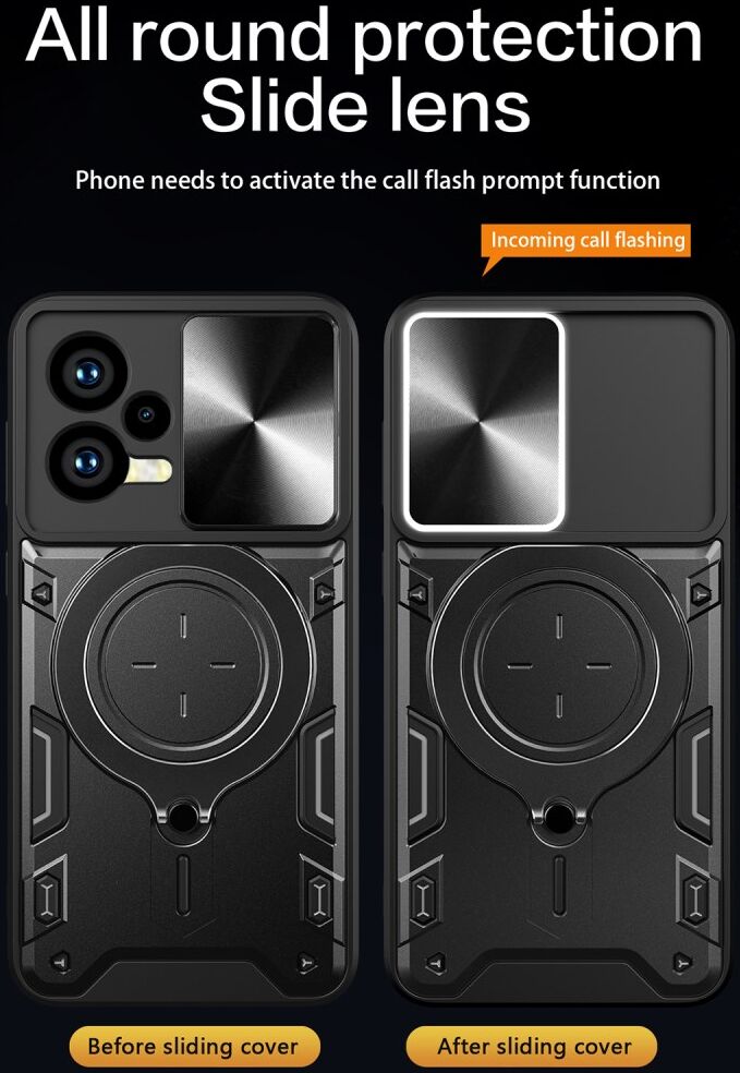 Xiaomi Redmi Note 12 5G/Poco X5 Camera Slider en Kickstand Ring Blauw afbeelding 3