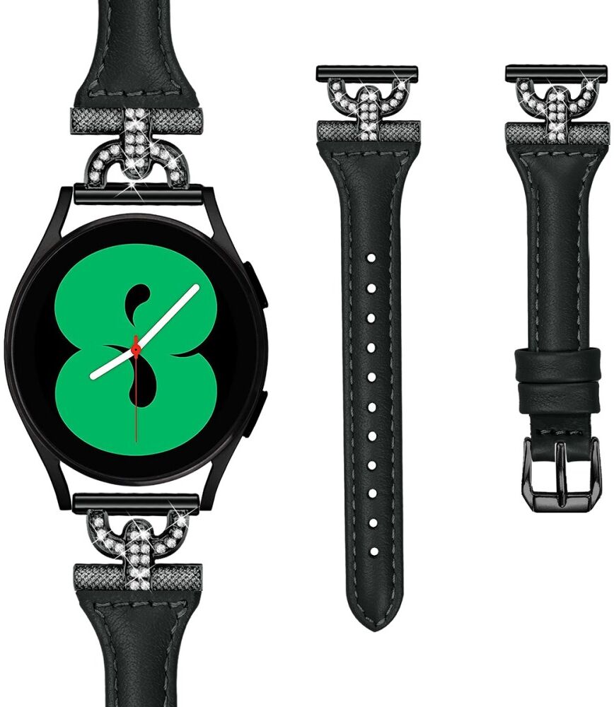 Universeel Smartwatch 20MM Bandje Echt Leer met Gespsluiting Zwart afbeelding 2