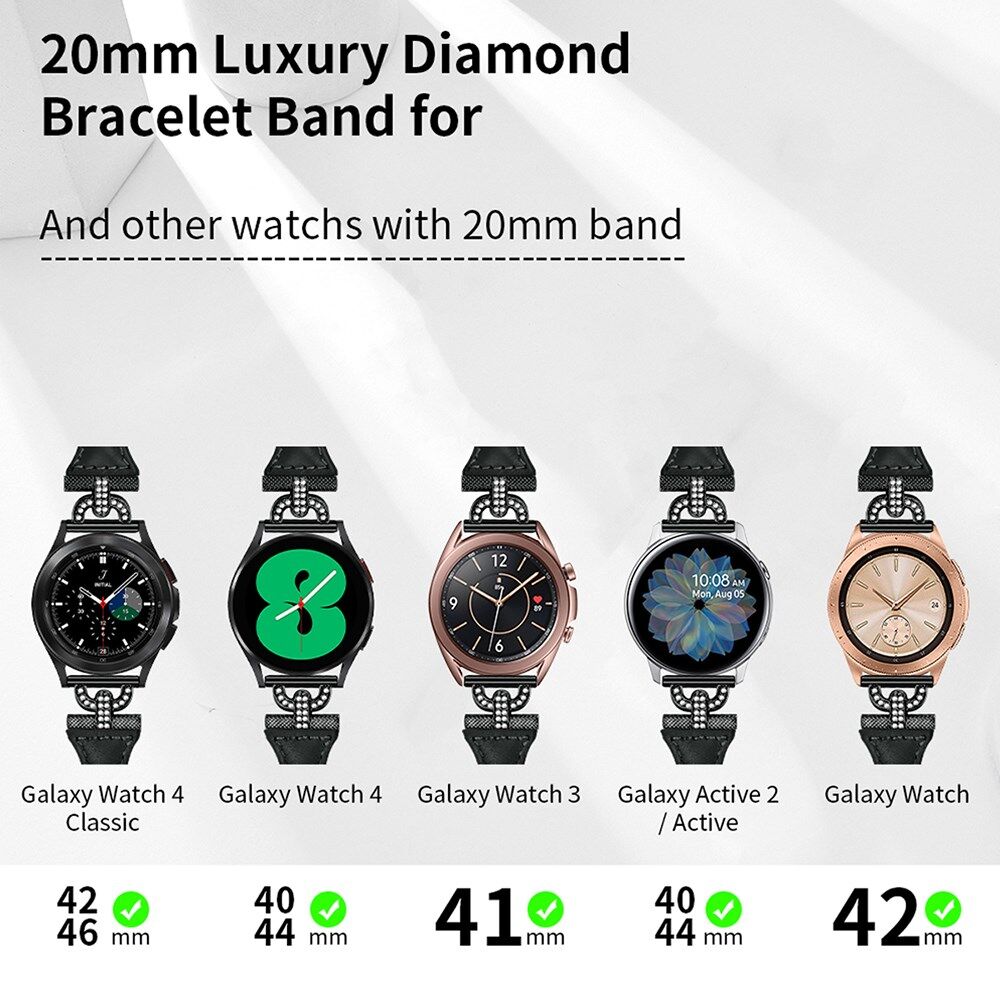 Universeel Smartwatch 20MM Bandje Echt Leer met Gespsluiting Zwart afbeelding 4