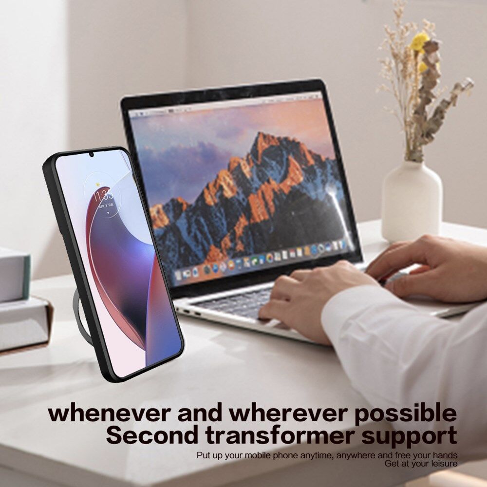 Xiaomi Poco F5 Pro Hoesje Camera Slider en Kickstand Back Cover Zwart afbeelding 8