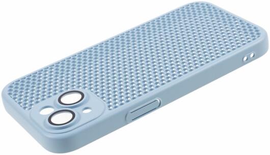 Apple iPhone 15 Hoesje Honingraat Back Cover Lichtblauw afbeelding 4
