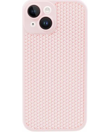 Apple iPhone 15 Hoesje Honingraat Back Cover Roze Hoesjes