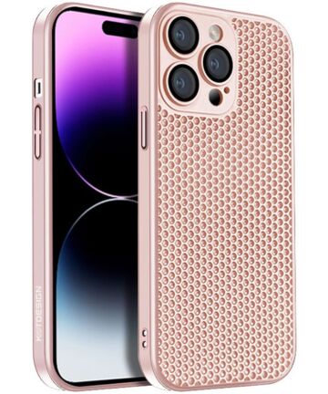 Apple iPhone 15 Pro Hoesje Honingraat Back Cover Roze Hoesjes