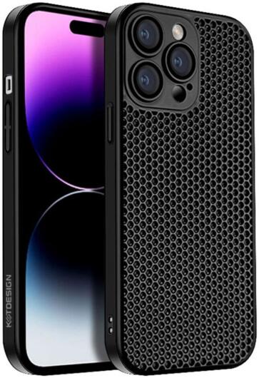 Apple iPhone 15 Pro Max Hoesje Honingraat Back Cover Zwart afbeelding 1