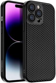 Apple iPhone 15 Pro Max Hoesje Honingraat Back Cover Zwart