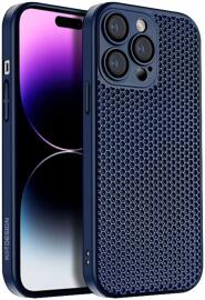 Apple iPhone 15 Pro Max Hoesje Honingraat Back Cover Blauw