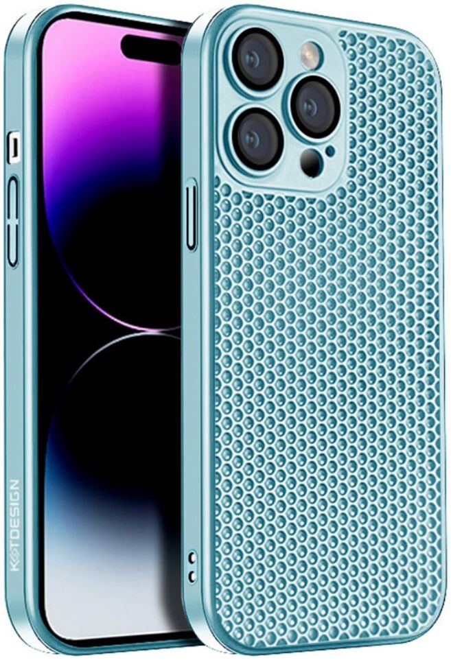 Apple iPhone 15 Pro Max Hoesje Honingraat Back Cover Lichtblauw afbeelding 1