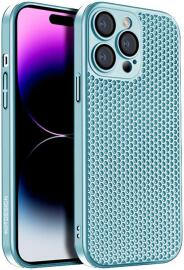 Apple iPhone 15 Pro Max Hoesje Honingraat Back Cover Lichtblauw