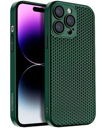 Apple iPhone 15 Pro Max Hoesje Honingraat Back Cover Groen Hoesjes