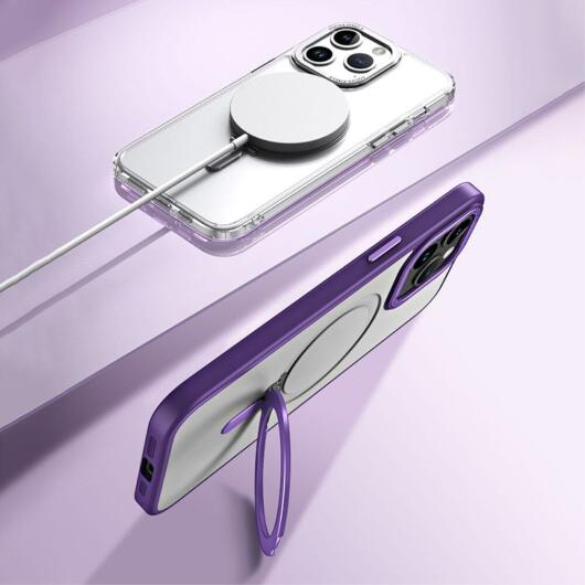 Apple iPhone 15 Pro Hoesje met MagSafe Kickstand Transparant afbeelding 3