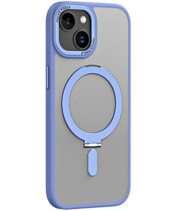 Apple iPhone 15 Hoesje met MagSafe Kickstand Back Cover Blauw Hoesjes