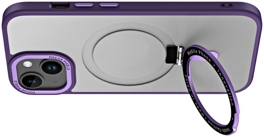 Apple iPhone 15 Hoesje met MagSafe Kickstand Back Cover Blauw afbeelding 10