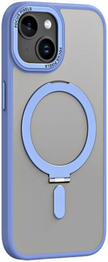 Apple iPhone 15 Hoesje met MagSafe Kickstand Back Cover Blauw afbeelding 1