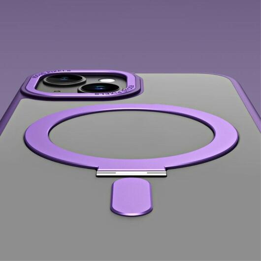 Apple iPhone 15 Hoesje met MagSafe Kickstand Back Cover Blauw afbeelding 5