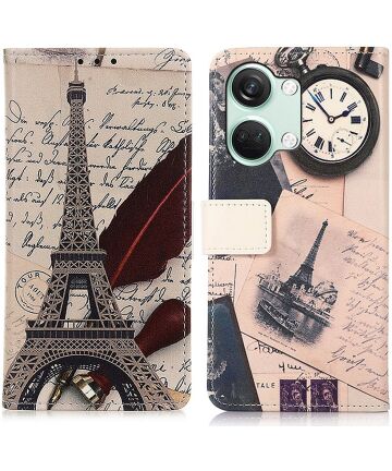 OnePlus Nord 3 Hoesje Portemonnee Book Case Eiffeltoren Print Hoesjes