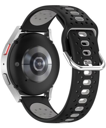 Universeel Smartwatch 20MM Bandje - Siliconen - Gespsluiting - Zwart Grijs Bandjes