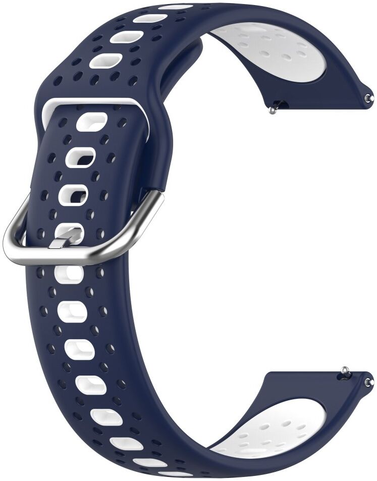 Universeel Smartwatch 20MM Bandje - Siliconen - Gespsluiting - Blauw Wit afbeelding 2