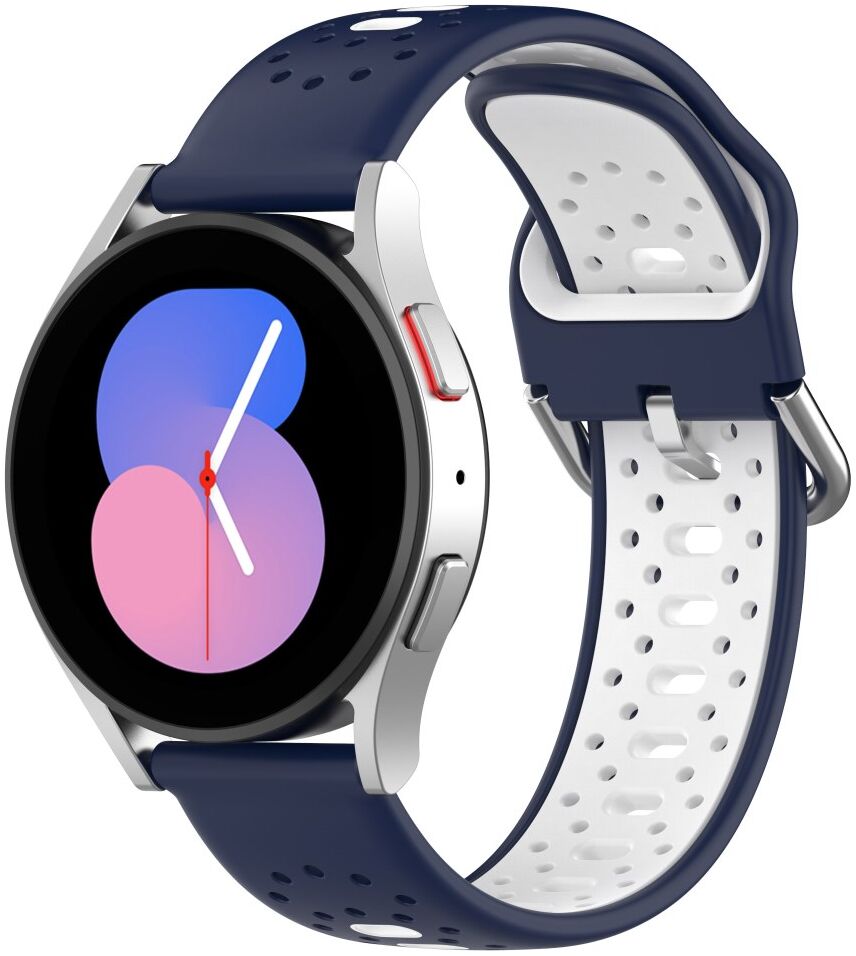 Universeel Smartwatch 20MM Bandje - Siliconen - Gespsluiting - Blauw Wit afbeelding 4