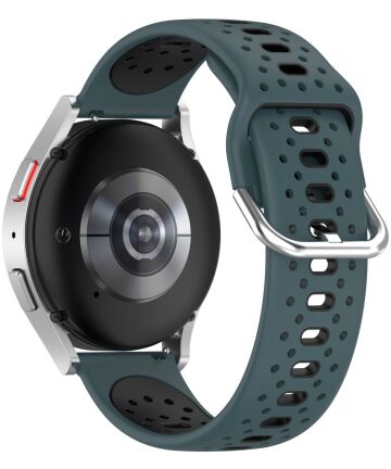 Universeel Smartwatch 20MM Bandje - Siliconen - Gespsluiting - Groen Zwart Bandjes